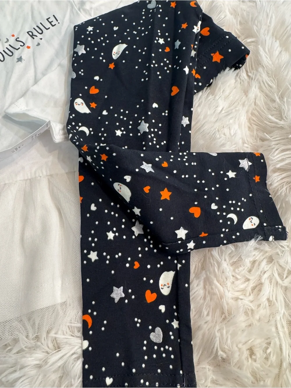 Carter's White Tulle Two-Piece Set with Black and Orange Halloween Print